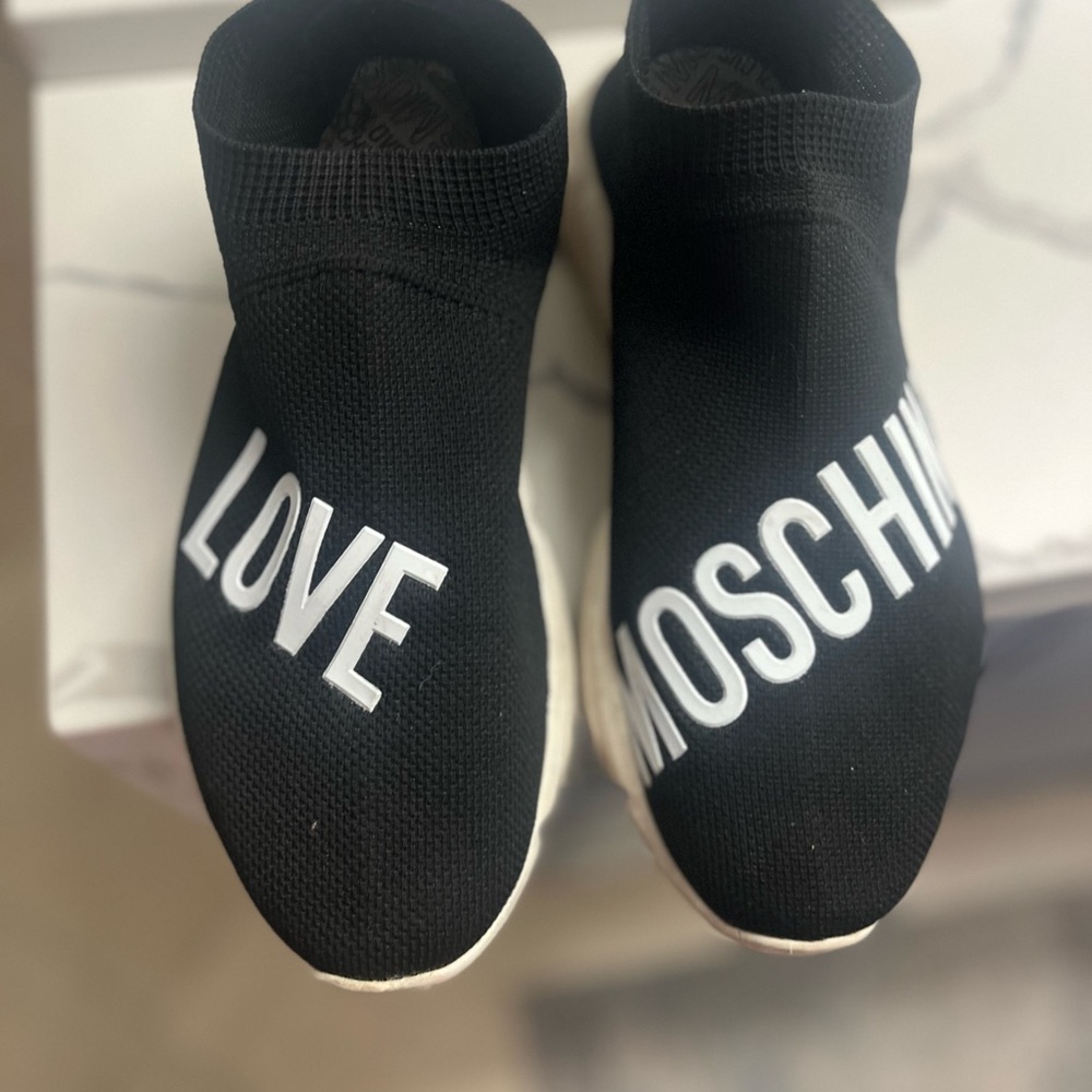 Love Moschino Black and White Sock Sneakers authentic Moschino